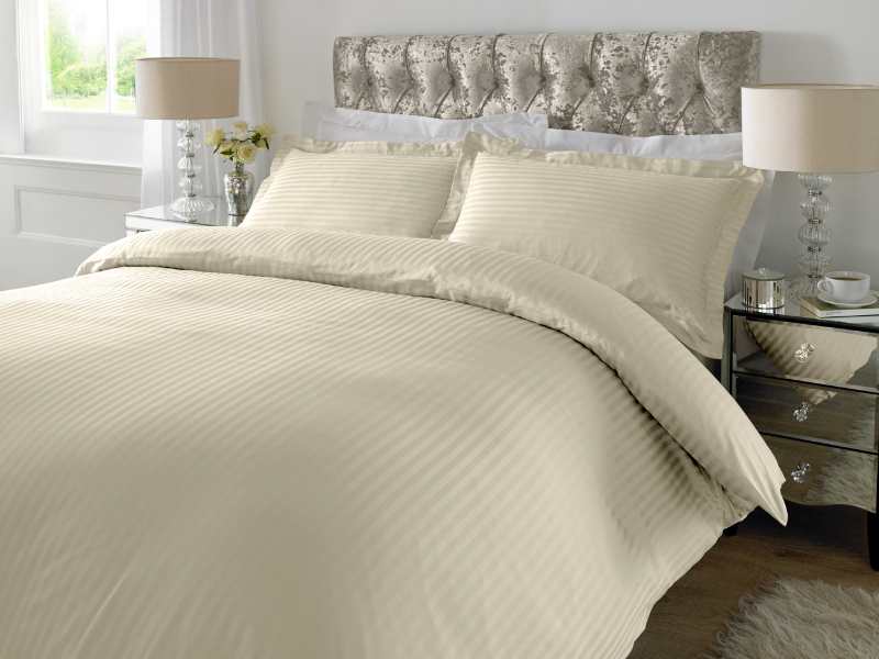 Ivory 1 CM Stripes Sheets — 1 CM Stripes Sheets, Bed Sheets by Royal Mills
