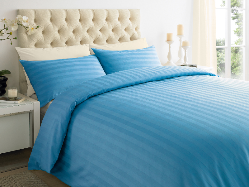 Blue 2 CM Stripes Sheets — 2 CM Stripes Sheets, Bed Sheets by Royal Mills