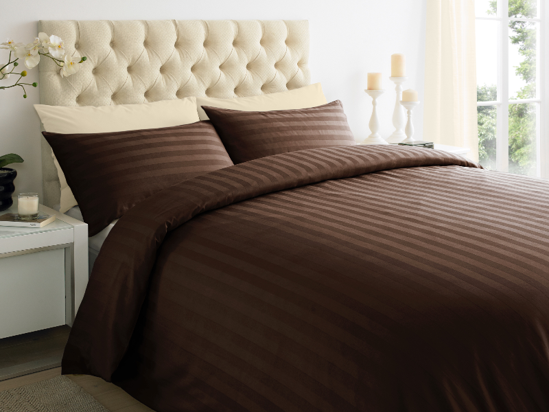 Brown 2 CM Stripes Sheets — 2 CM Stripes Sheets, Bed Sheets by Royal Mills