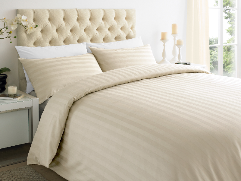 Ivory 2 CM Stripes Sheets — 2 CM Stripes Sheets, Bed Sheets by Royal Mills