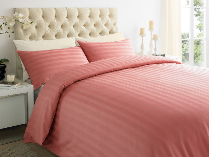 Peach 2 CM Stripes Sheets — 2 CM Stripes Sheets, Bed Sheets by Royal Mills