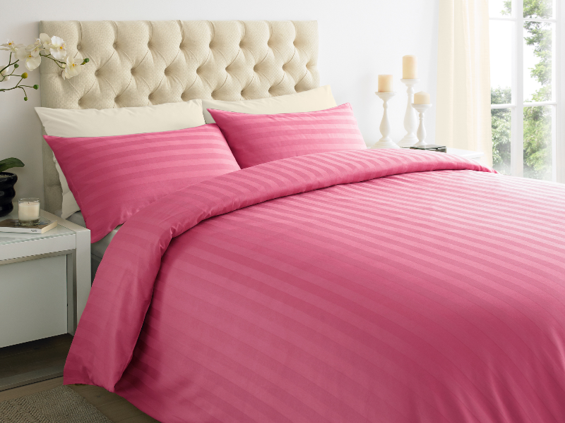 Pink 2 CM Stripes Sheets — 2 CM Stripes Sheets, Bed Sheets by Royal Mills