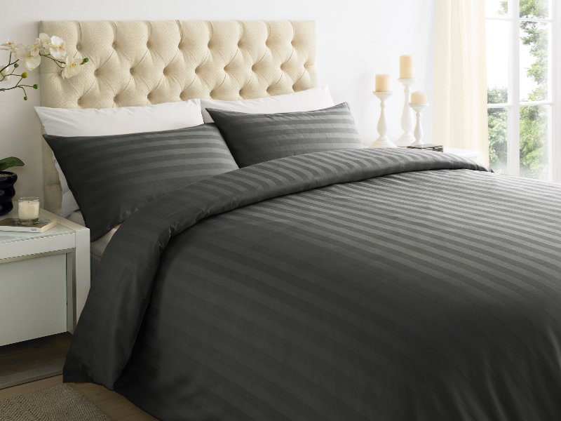 Steel Grey 2 CM Stripes Sheets — 2 CM Stripes Sheets, Bed Sheets by Royal Mills