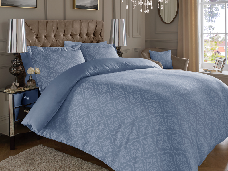 Blue Jacquard/Damask Sheets — Jacquard / Damask Sheets, Bed Sheets by Royal Mills