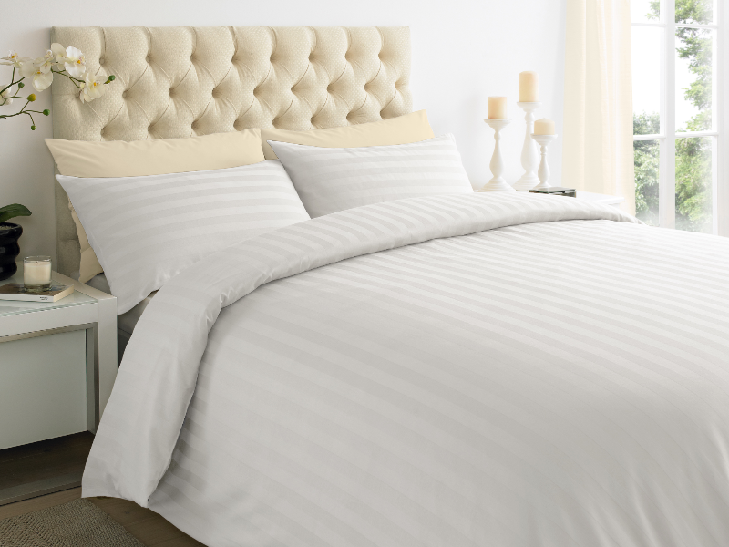 White 2 CM Stripes Duvet Covers — 2 CM Stripes Duvet Covers, Duvet Covers by Royal Mills