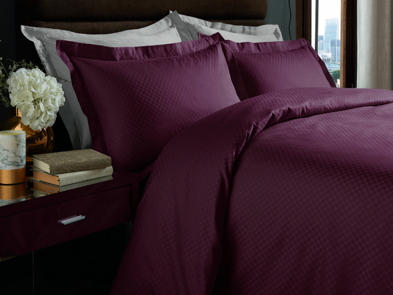Plum Checks Duvet Covers — Checks Duvet Covers, Duvet Covers by Royal Mills